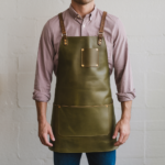 Alcott 2 Pockets Olive Green Cowhide Leather Apron