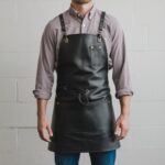 Jasper 2 Pockets Black Cowhide Leather Apron