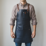 Reid 2 Pockets Navy Crazyhorse Leather Apron