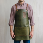 Porter 2 Pockets Green Cowhide Leather Apron