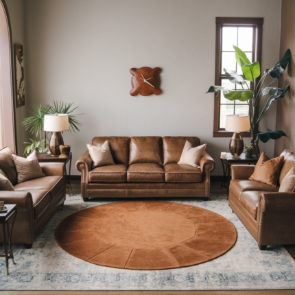 Stylish Floor Accent Suede Leather Rug
