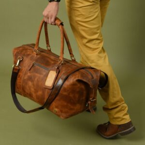 Custom Leather Duffle Bag-Perfect Weekend Travel & Gym for Men