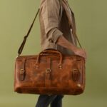 Leather travel bag for men-Handmade Brown Weekender