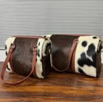 Set of 2 Natural Cowhide Bag Travel Bags-Leather Duffel & Gym Bag