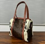 Set of 2 Natural Cowhide Bag Travel Bags-Leather Duffel & Gym Bag