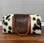 Set of 2 Natural Cowhide Bag Travel Bags-Leather Duffel & Gym Bag