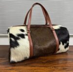 Set of 2 Natural Cowhide Bag Travel Bags-Leather Duffel & Gym Bag