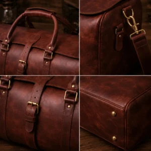 brown leather duffle bags