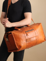 "Personalized Full-Grain Leather Duffle Bag | Weekender & Travel Bag