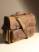 Personalized Handmade Vintage Leather Laptop Messenger Bag for Men - Image 2