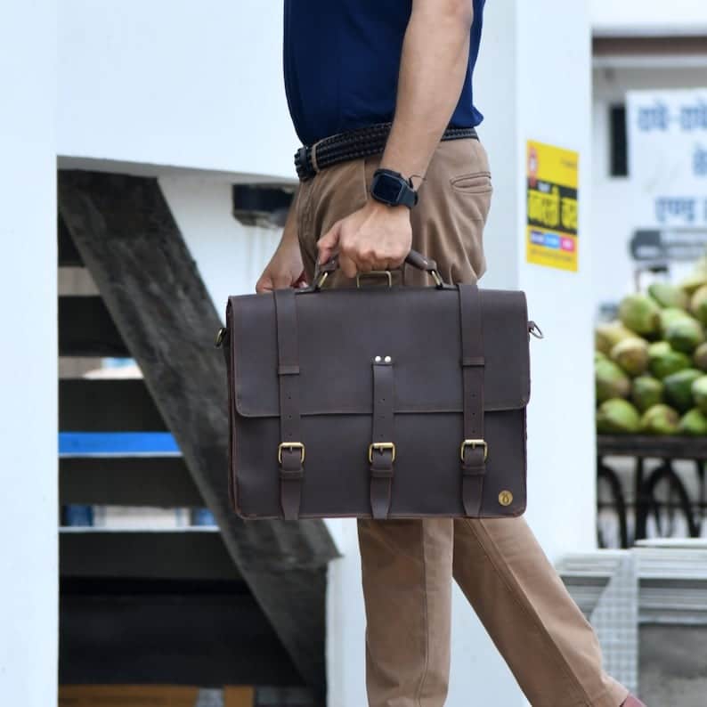 Personalized Leather Messenger Bag for 15" Laptop Personalized Leather Messenger Bag for 15" Laptop