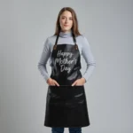 Matriarch 1 Pocket Happy Mother's Day Black Cowhide Leather Apron