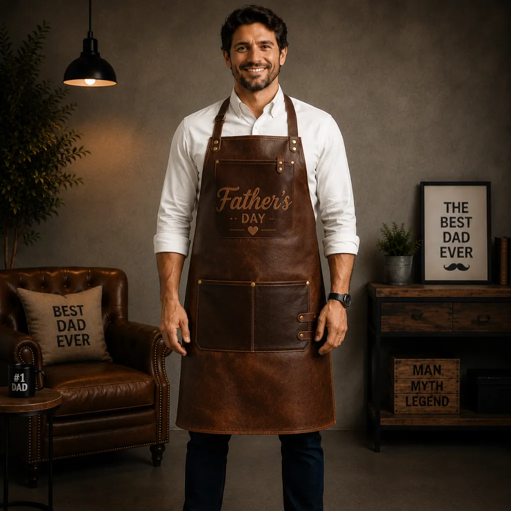 Father day Father's Day Vintage Leather Apron – Premium Full Grain Leather - Image 1