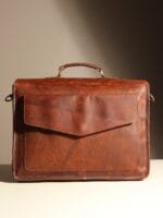 Brown Leather Satchel Messenger Bag - Image 6