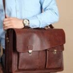 Brown Leather Satchel Messenger Bag - Image 8