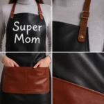 Multicolor Super Mom 2 Pockets Cowhide Leather Apron - Image 2