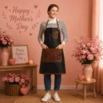 Heritage Craft Happy Mother's Day Black Leather Apron