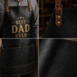 Best Dad Ever Genuine Vintage Black Leather Apron | Father's Day Gift - Image 2