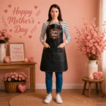 Patina Super Mom Black Cowhide Leather Apron