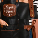 Patina Super Mom Black Cowhide Leather Apron - Image 2