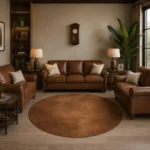 Elegant Living Room Suede Leather Rug