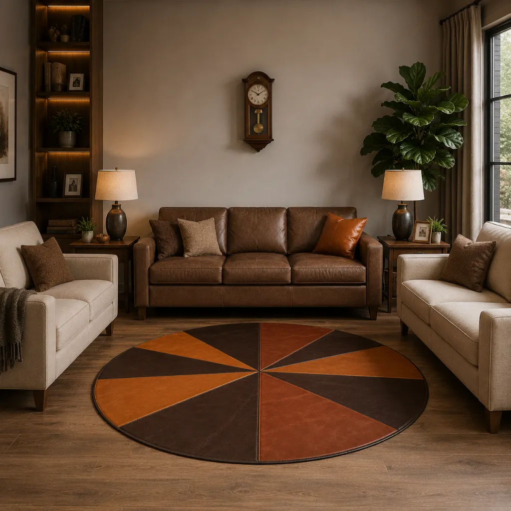 Leather-22.webp Contemporary Living Space Cowhide Leather Rug - Image 1