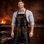 Vibrant Black Crazy Horse Leather Apron