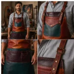 Creative Big Pocket Crazy Horse Leather Apron - Image 2