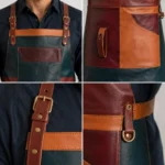 Artistic Triple Color Crazy Horse Leather Apron - Image 2