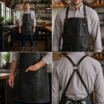 Finlay Leather Charcoal Goatskin Suede Apron - Image 2