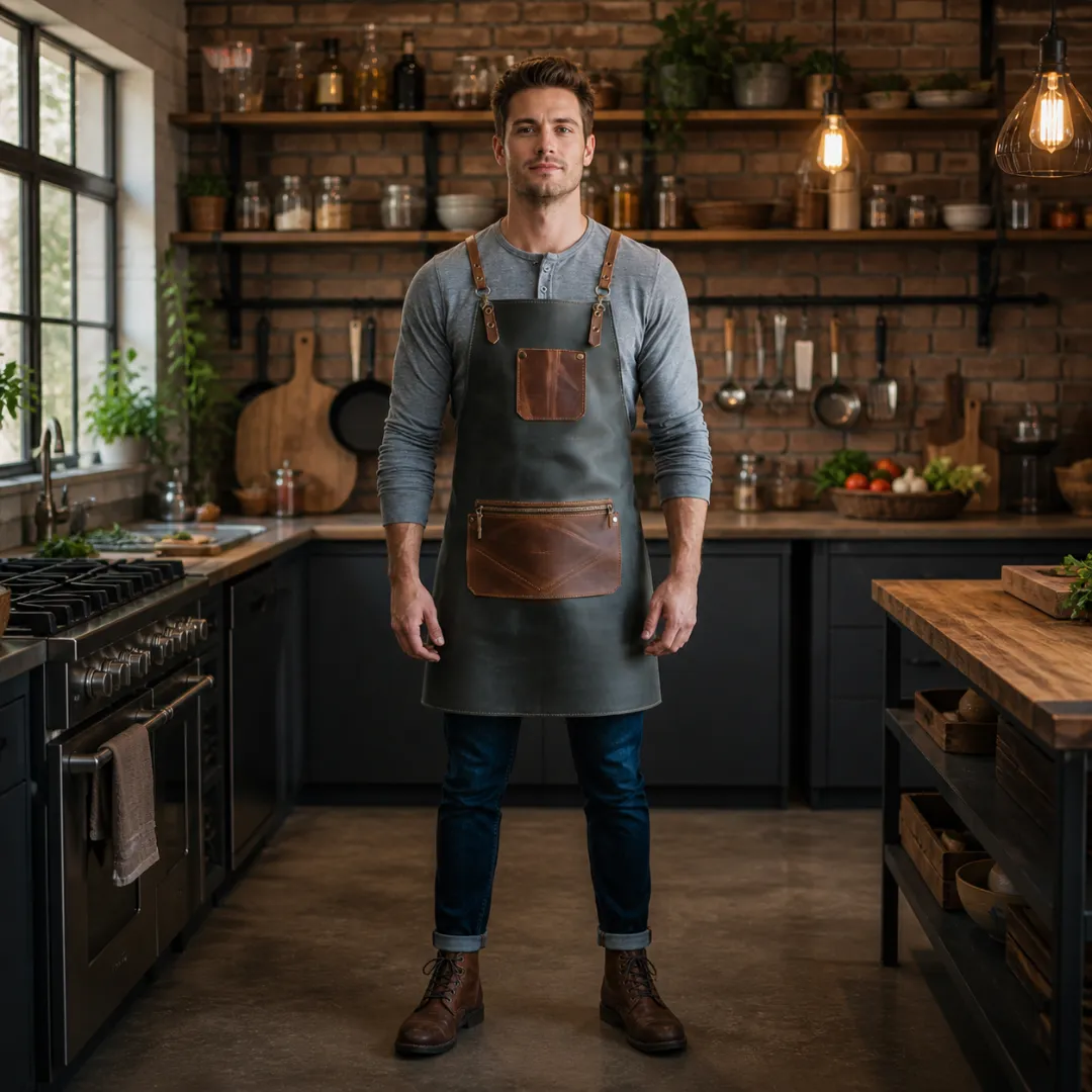 Untitled-2026-05-01T231858.030.webp Holden Zipper Charcoal Cowhide Leather Apron - Image 1