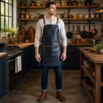 Turner Zipper Navy Crazyhorse Leather Apron