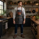 Rhodes Zipper Charcoal Crazyhorse Leather Apron