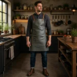 Conrad 1 Poccket Grey Crazyhorse Leather Apron