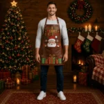 Holly Jolly Brown Crazy Horse Leather Apron