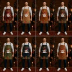 Holly Jolly Brown Crazy Horse Leather Apron - Image 3