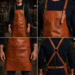 Fraser 2 Pockets Brown Crazyhorse Leather Apron - Image 2