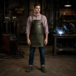 Porter 2 Pockets Green Cowhide Leather Apron