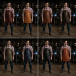 Porter 2 Pockets Green Cowhide Leather Apron - Image 3