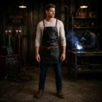 Lennox 2 Pockets Black Cowhide Leather Apron