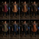 Bram 2 Pockets Tan Crazyhorse Leather Apron - Image 3