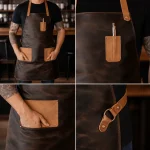 BarKeepers Bar Apron - Double Up - Crazy Horse Leather Apron - Image 2