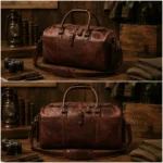 Custom Hunter Brown Leather Duffel Bag