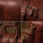 Leather Travel Duffle Bag with Shoe Pocket - Image 2