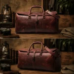 Engraved Leather Duffle Bag for Men - Weekender Travel Bag
