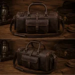 Engraved Leather Duffle Bag for Men - Weekender Bag