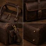 Engraved Leather Duffle Bag for Men - Weekender Bag - Image 2