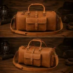 Leather Travel Duffel Bag-Brown Vintage Leather Weekender
