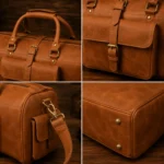 Leather Travel Duffel Bag-Brown Vintage Leather Weekender - Image 2