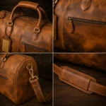 Custom Leather Travel Bag-Brown Men’s Duffle & Gym Bag - Image 2